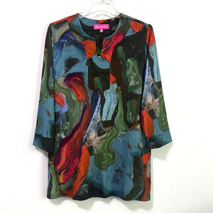 Claire Desjardins Tunic Top M Wearable Art Print Bamboo‎ Blend Art Stretch Paint